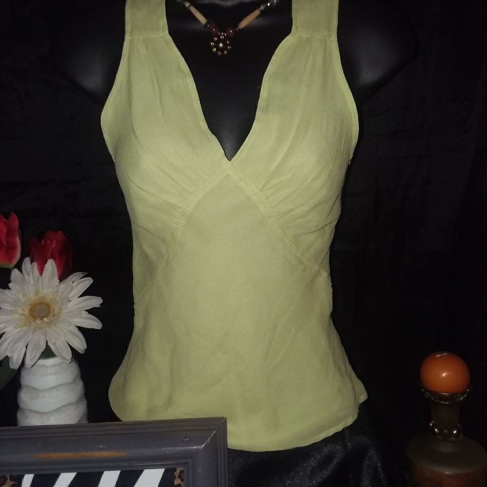100% Silk Lime Green Sleeveless Top.